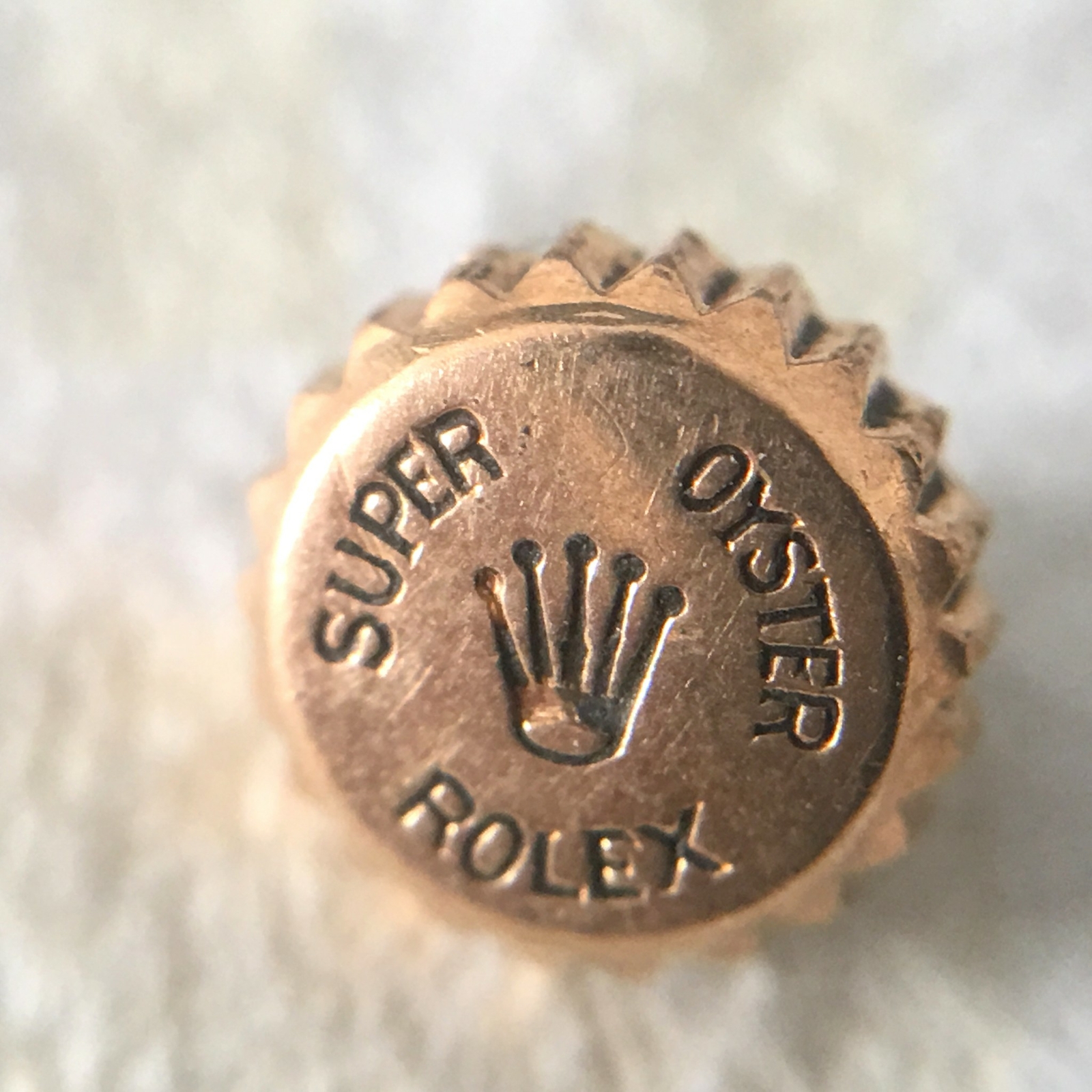 ROLEX SUPER OYSTER 18K ROSE GOLD VINTAGE CROWN 100% GENUINE OVETTONE 6084 #W1140