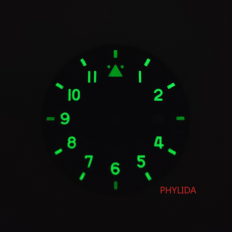 Super Green Lume 35.5mm Pilot’s Watch Dial Fit Miyota8215 DG2813 ETA2824 Mov’t
