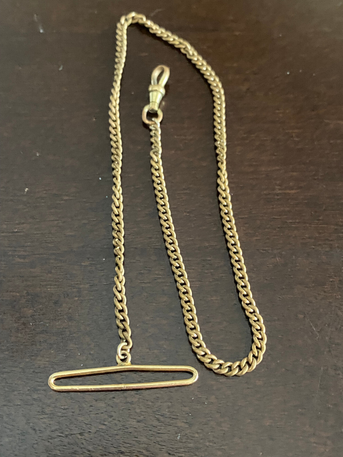 VINTAGE 14 INCH YELLOW GOLD FILLED POCKET WATCH CHAIN, 3.30MM WIDE CURB STYLE