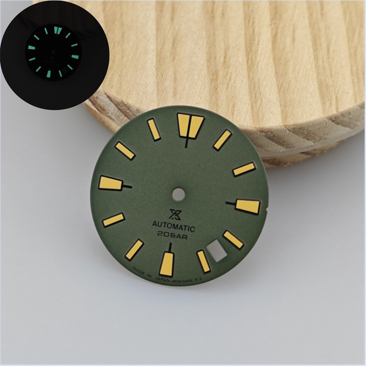28.5mm Retro Watch Dial Green Luminous for Nh35 Nh36 Movement Watch Parts