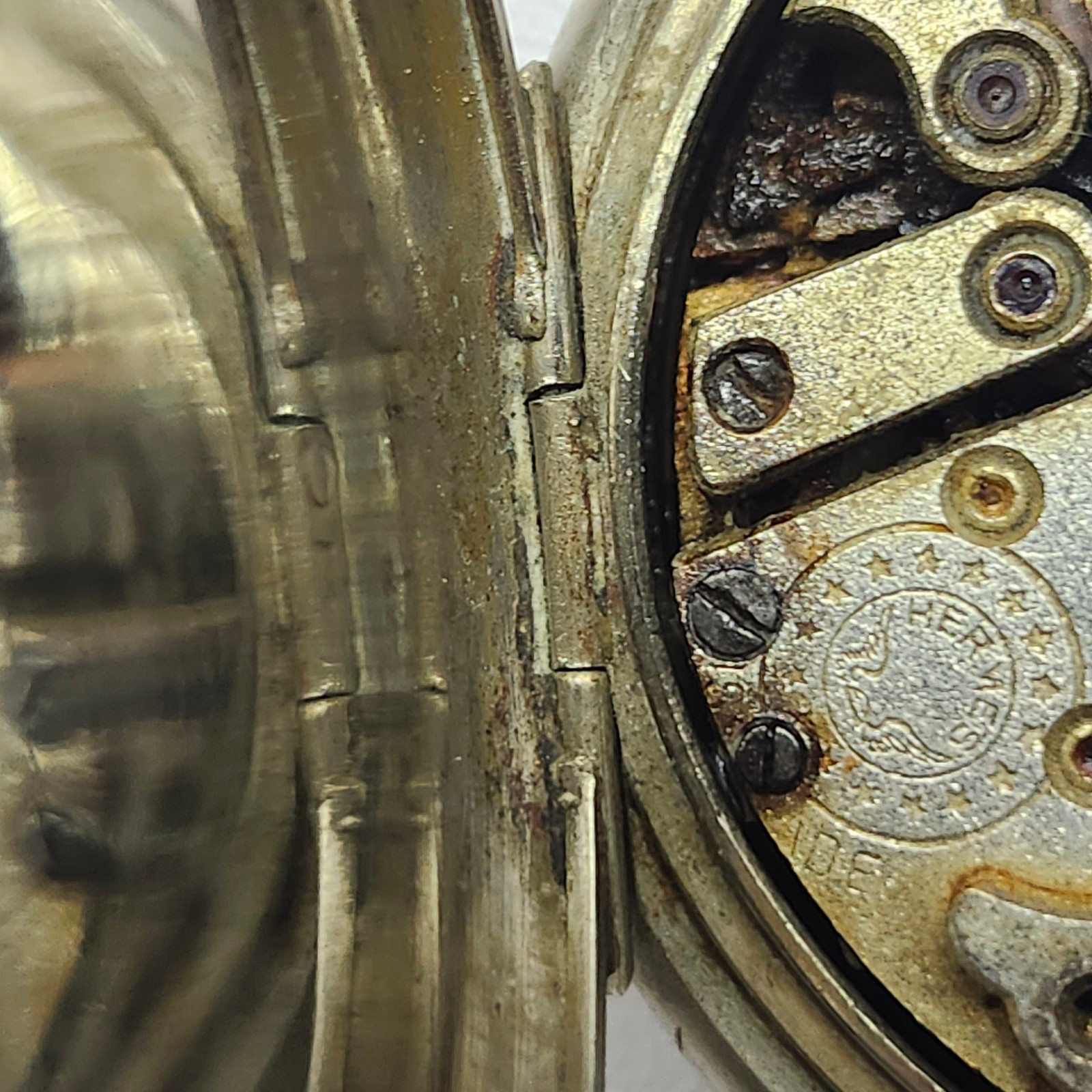 Swiss Hermes Pin-Set Cylinder Pocket Watch Movement & Case Parts Repair