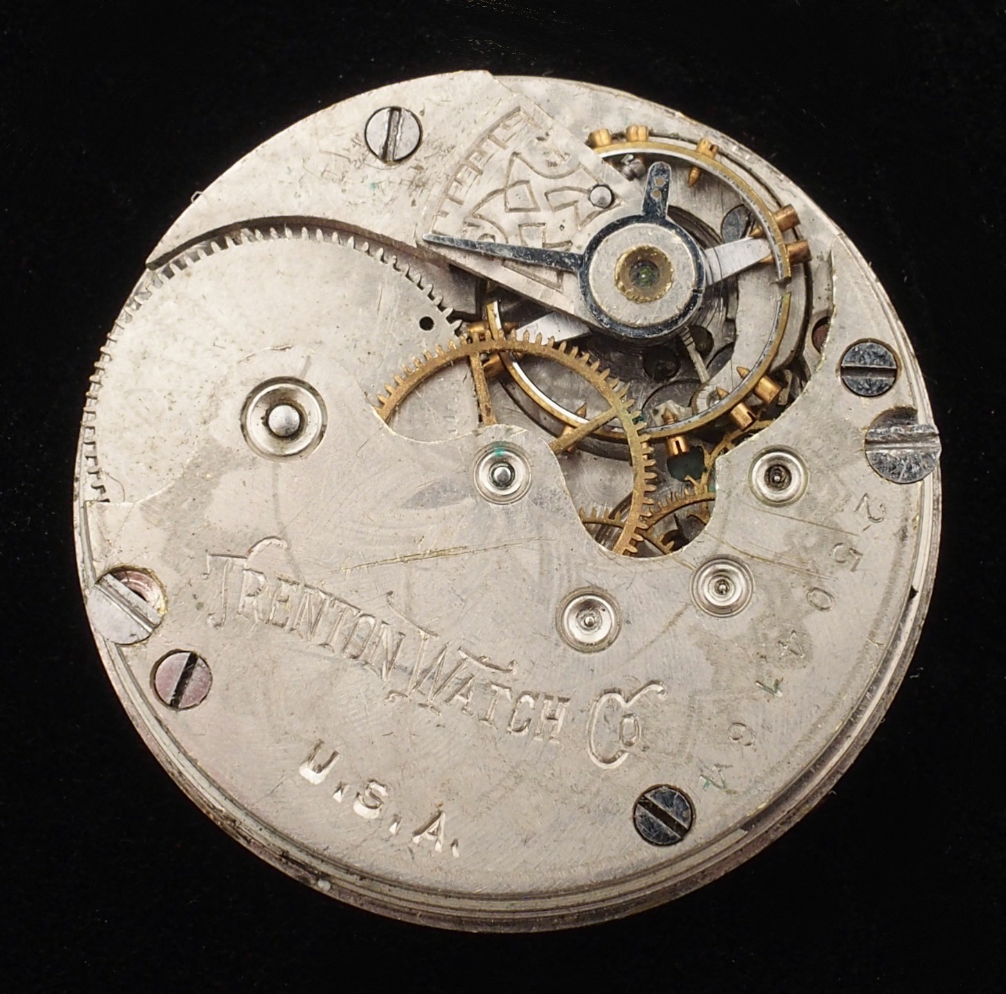 Trenton 3/0s 7J HC Grade 90 Pocket Watch Movement for Parts or Repair #F140