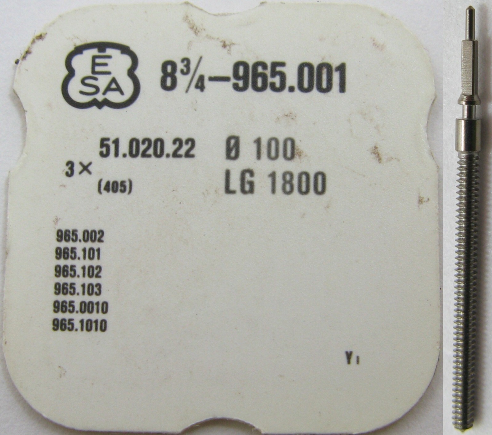 ESA 965.001 watch movement part 401 / 405 setting one stem tap 9