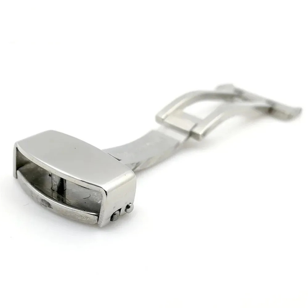 14-22mm Solid Stainless Steel Butterfly Deployment Clasp Silver Watch Buckle