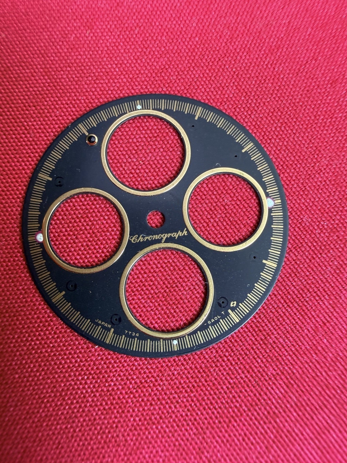 Vtg Seiko 7T34-6A0L Flightmaster Sports 150 Black Gold OEM Watch Dial Parts