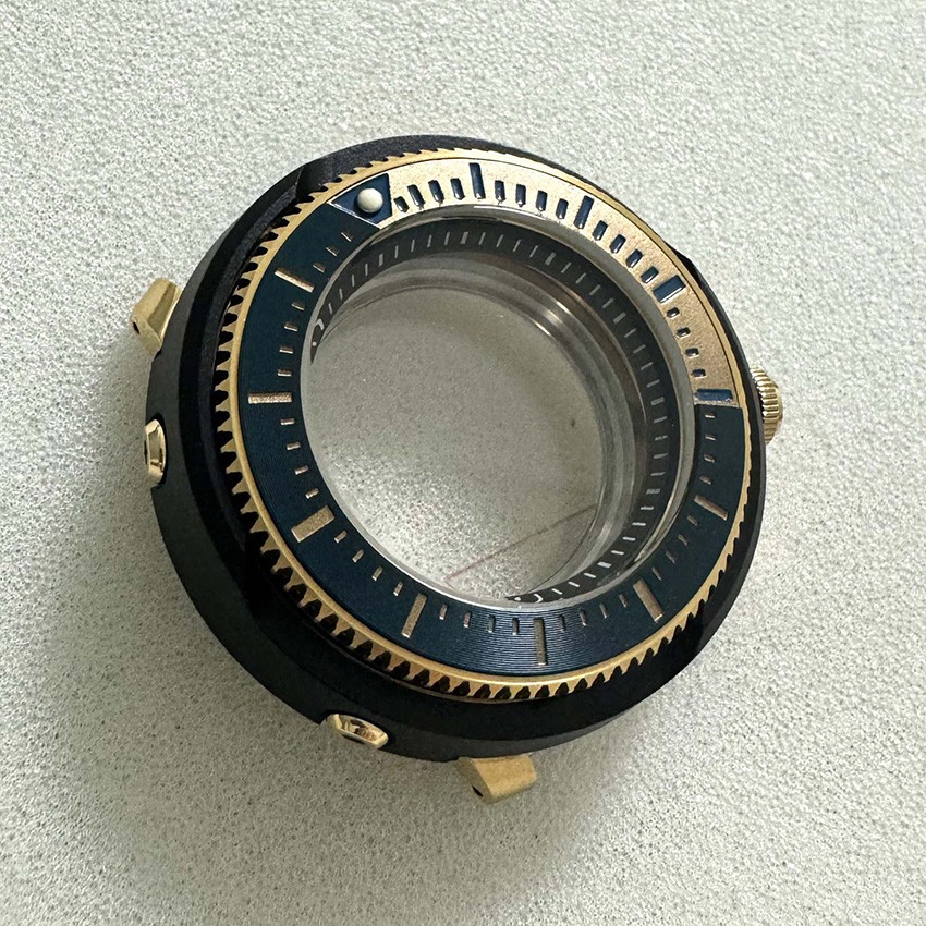 For NH35 Movement 45mm Stainless Steel Mineral Glass Cover Black Watch Case