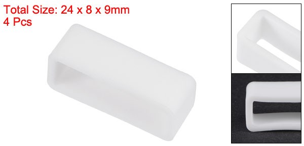 Watch Band Strap Loops Silicone for 20mm Width Watch Band, White 4 Pcs