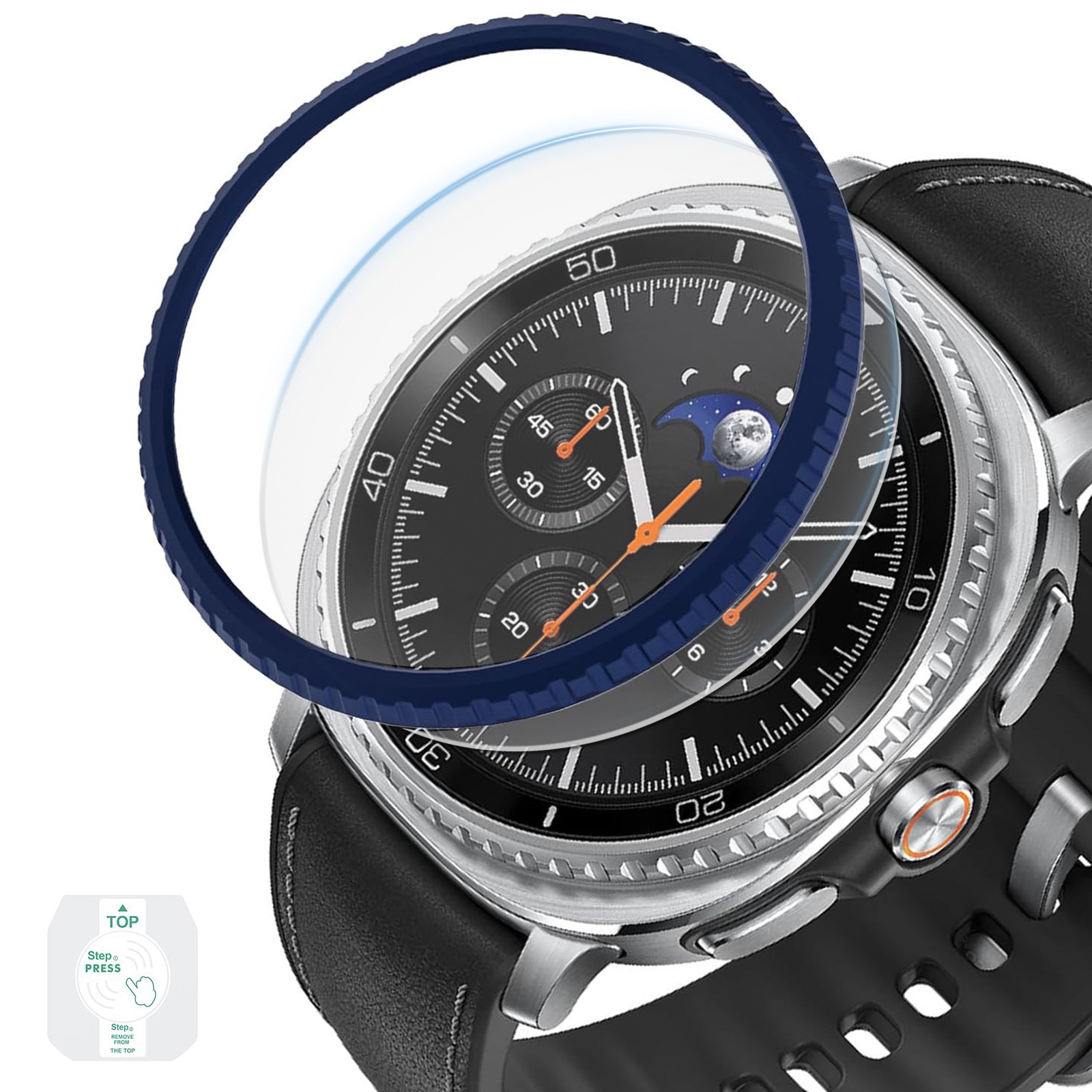 Fr Samsung Galaxy Watch 8 Classic 46mm Metal Ring Adhesive Screen Protector Case