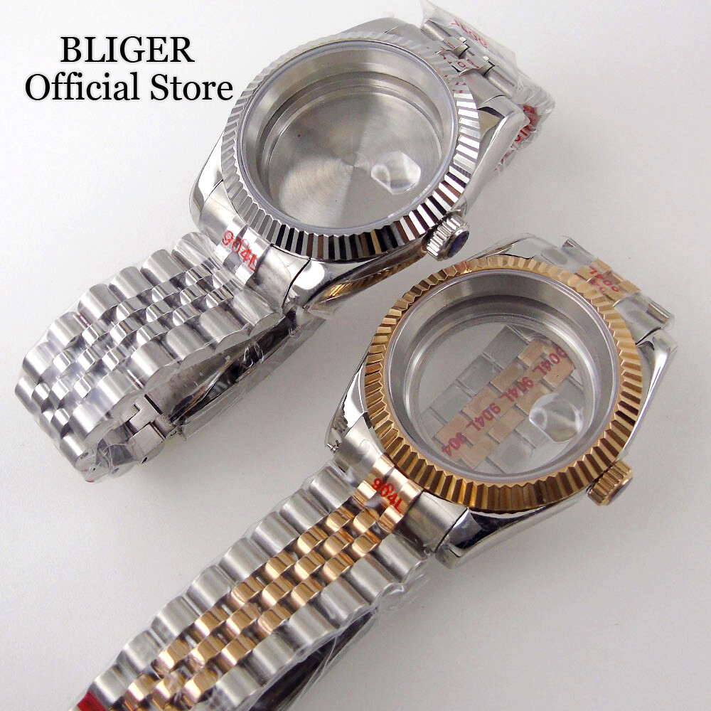 36MM 39MM Silver Rose Gold PVD Watch Case fit NH35 NH34 PT5000 Jubilee Bracelet