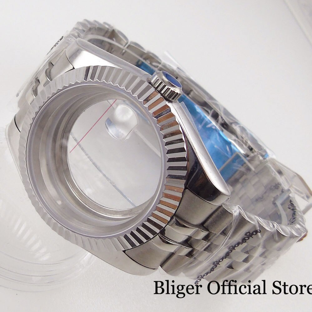 BLIGER 36mm 39mm Steel Watch Case fit ETA 2824 PT5000 NH35A NH36A Fluted Bezel
