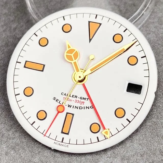 29mm Retro GMT Watch Dial Green Luminous for Nh34 Movement Watch Parts