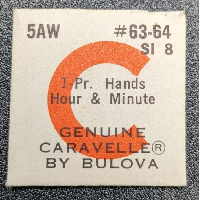 NOS Bulova 5AW – SI 8 – Hr Min Watch Hand Set #63/64 – Silver – Index