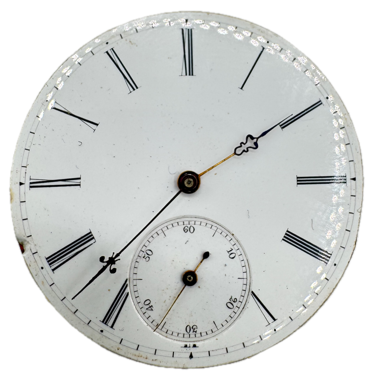 Antique 40.5mm Unbranded Three Finger Bridge Key Pocket Watch Movement Swiss