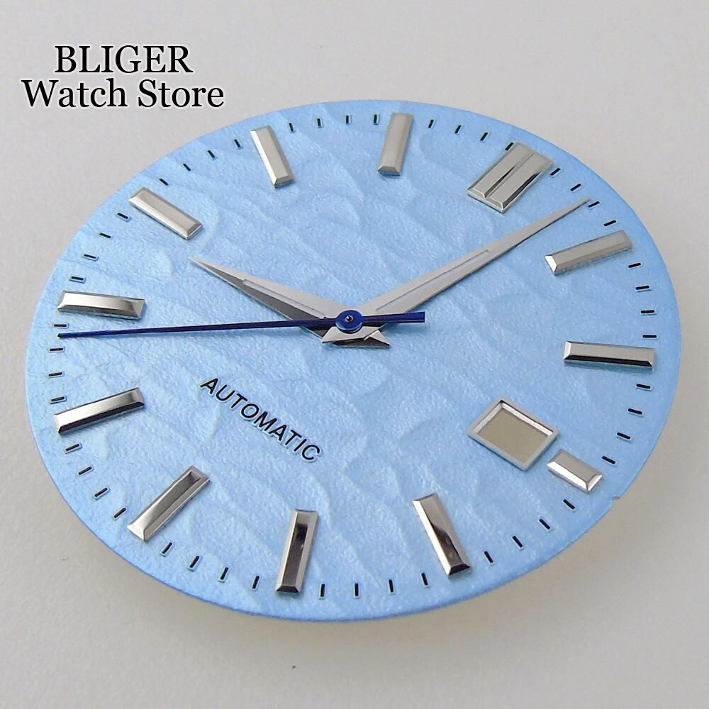 Sky blue 33.5MM White Blue Watch Dial Date Window Fit NH35 NH35A NH36 NH36A
