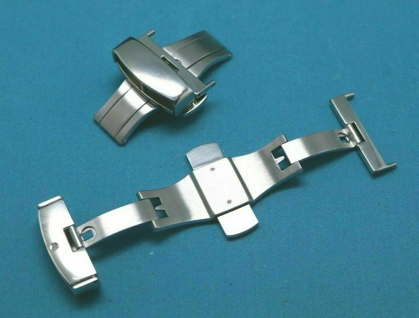 1 – 10 Pcs 22mm Swiss 316L Stainless Silver Tone Push Button Deployment Buckle