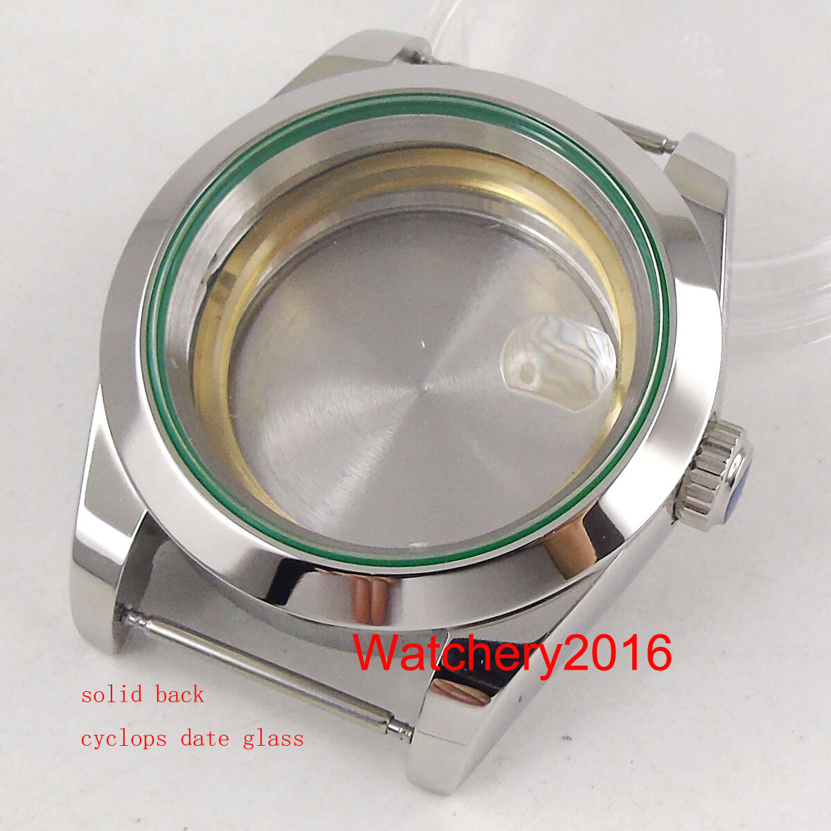 36mm Polish Watch Case Fit NH35 NH36A MIYOTA 8215 DG MINGZHU 2813 Green Gasket