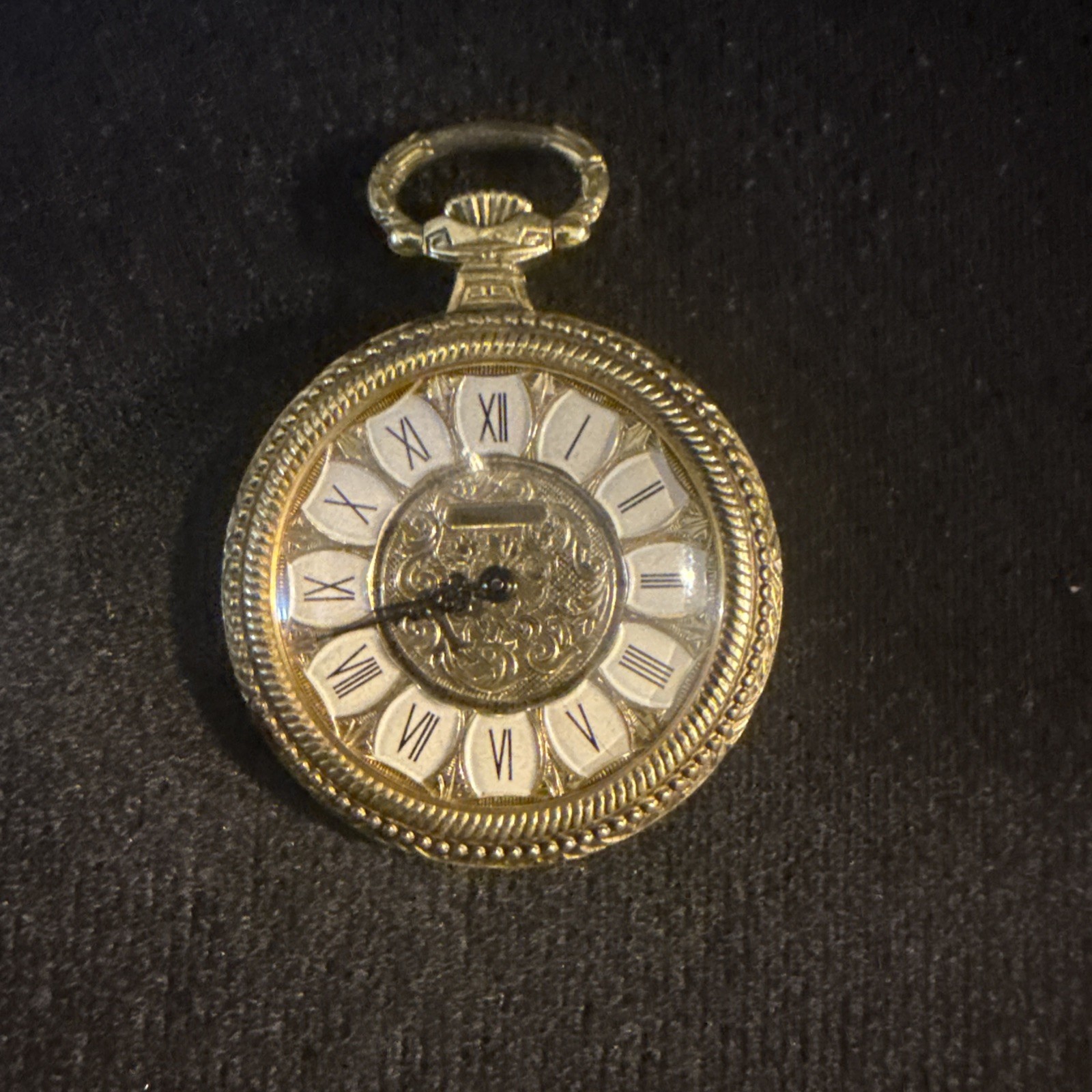 1-Vintage Ladies Baroness Yellow Plated Pendant Pocket Watch 35 mm Round.