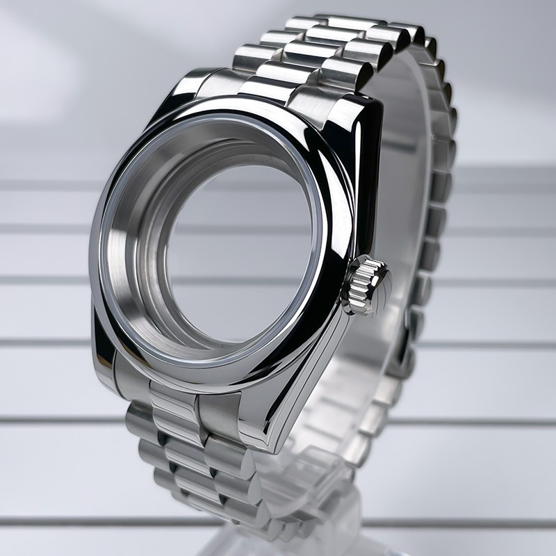 39mm NH35 Case DJ Bezel President Bracelet Sapphire Glass For NH35 NH36 Movement