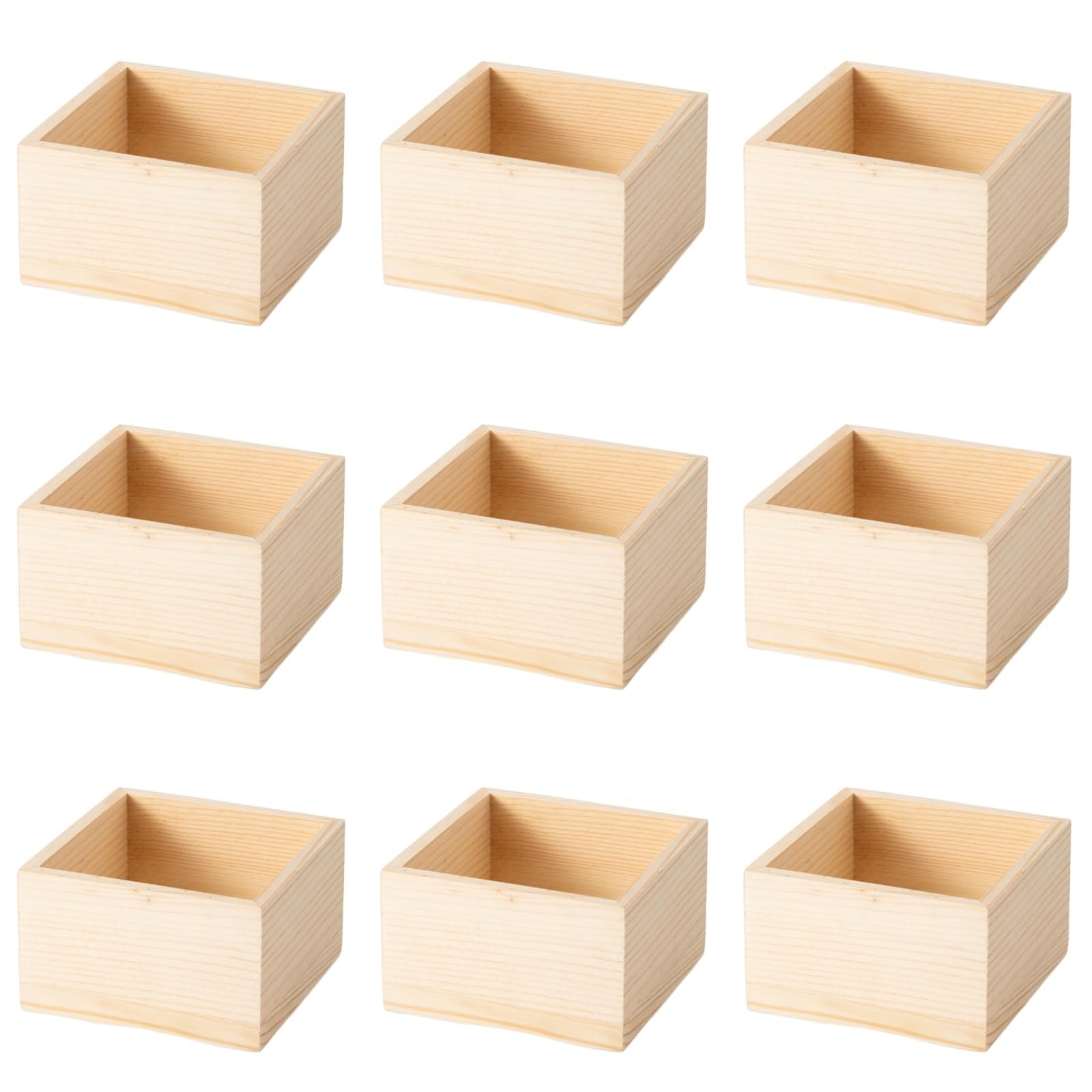 6 Pack 4.5X4.5X2.5 IN Unfinished Wood Box Storage – Small Wooden Boxs for Cra…