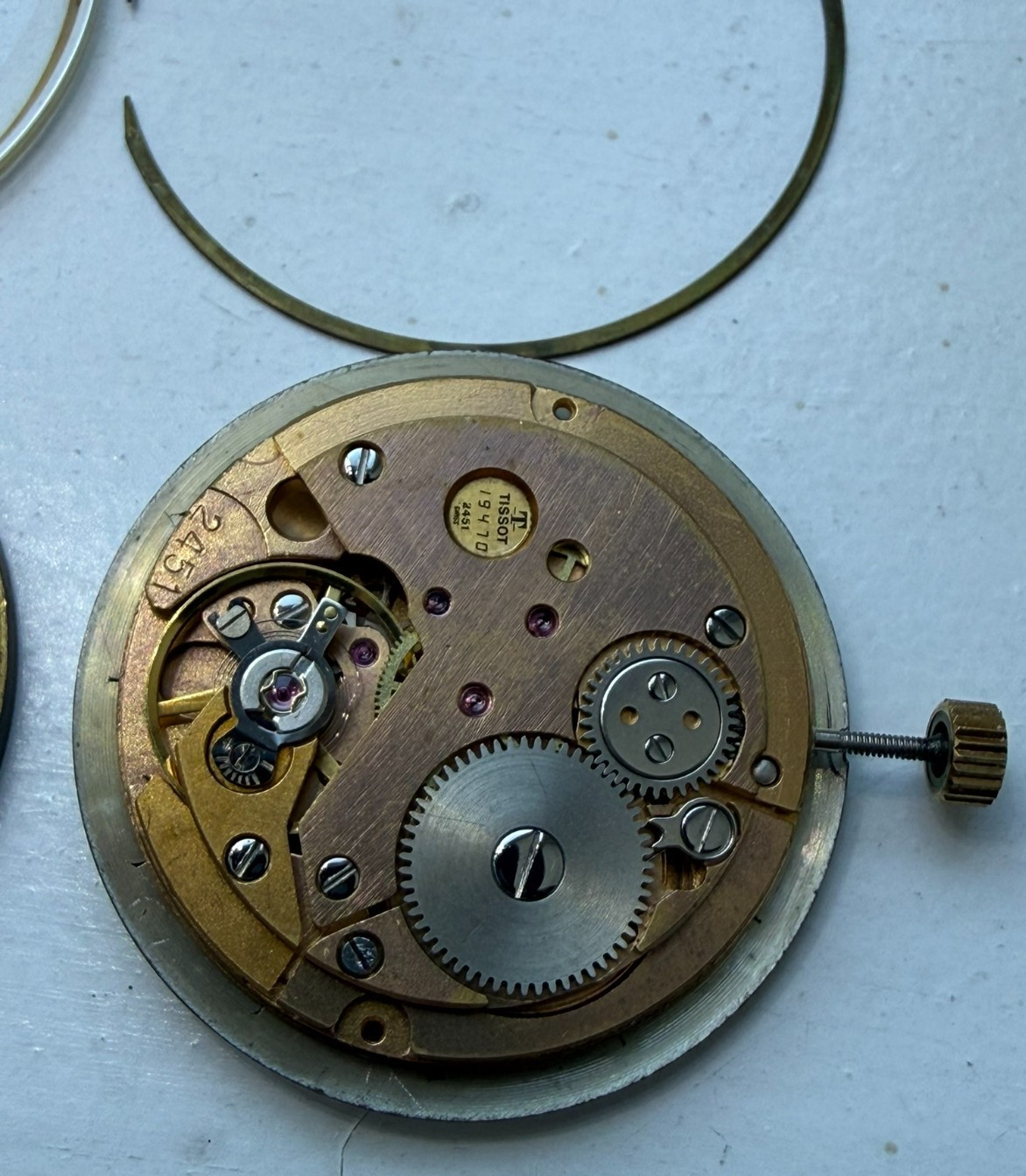Tissot Seastar Seven 2451 Manual Watch Movement + Dial + Hands + Crown + Stem
