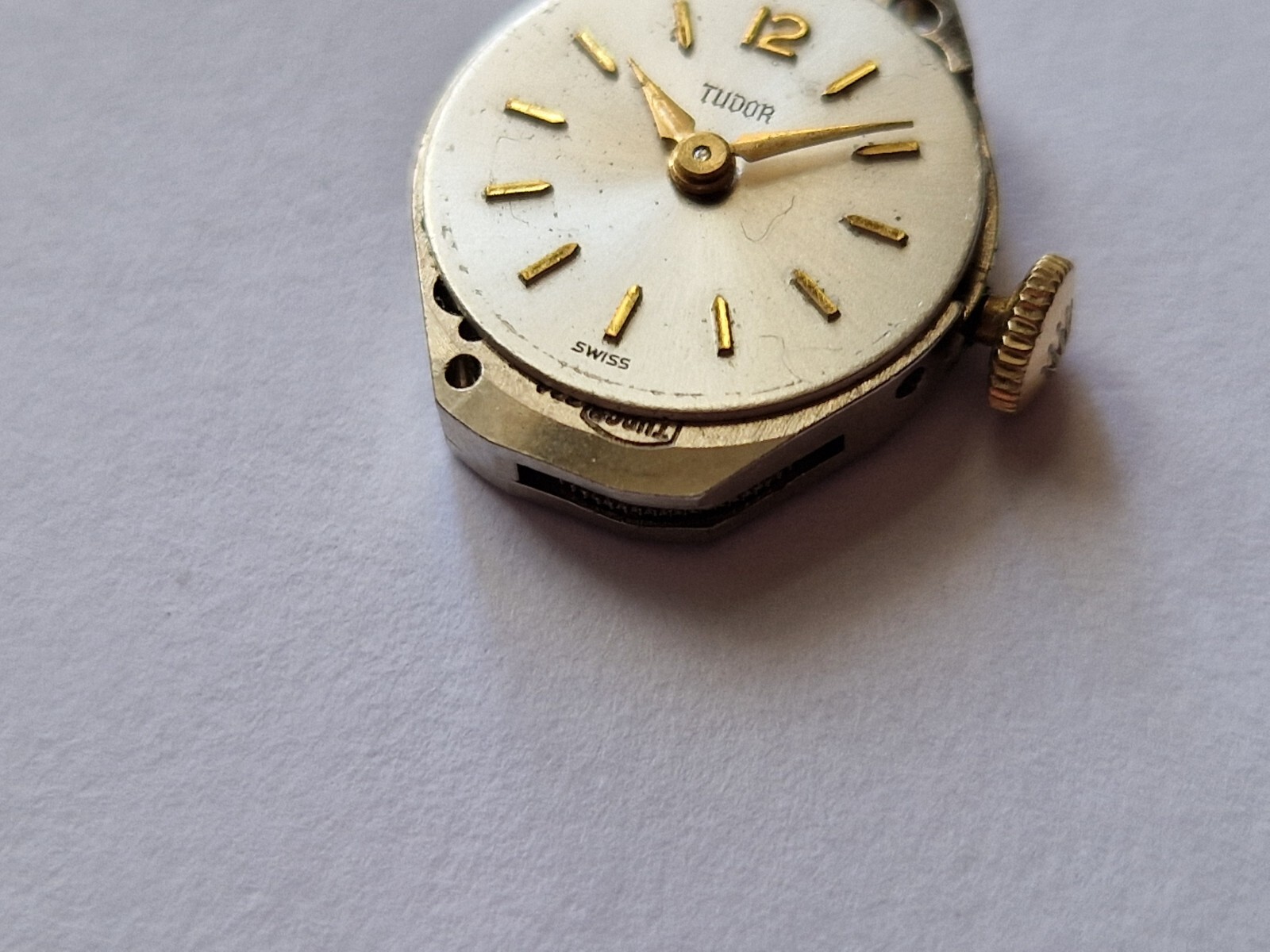 Vintage Ladies TUDOR watch movement complete and genuine Rolex crown