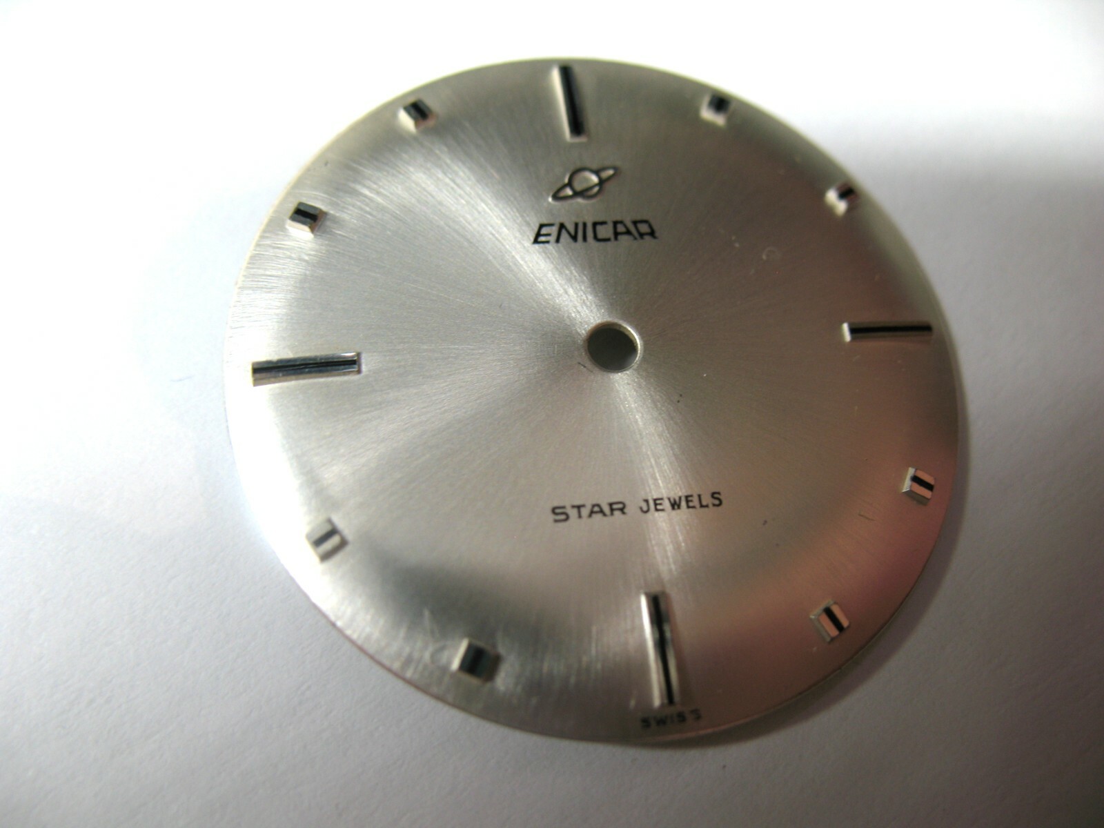 ENICAR 1120 1140 SILVER DIAL SILVER BATONS WITH BLACK STRIPE 29.80MM DIAMETER