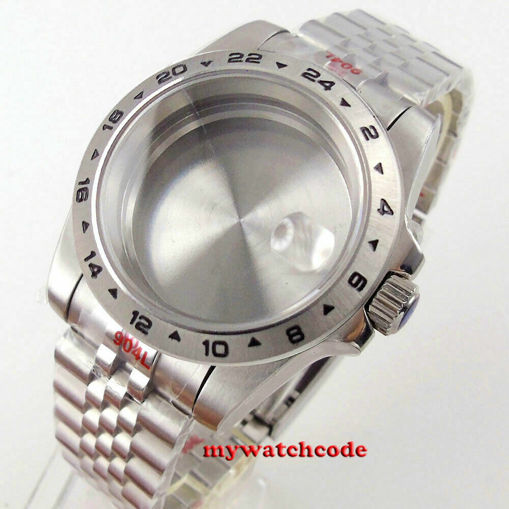 39mm Fixed 24 Hours Bezel Sapphire Glass Watch Case Fit NH35A NH34A 2824 PT5000