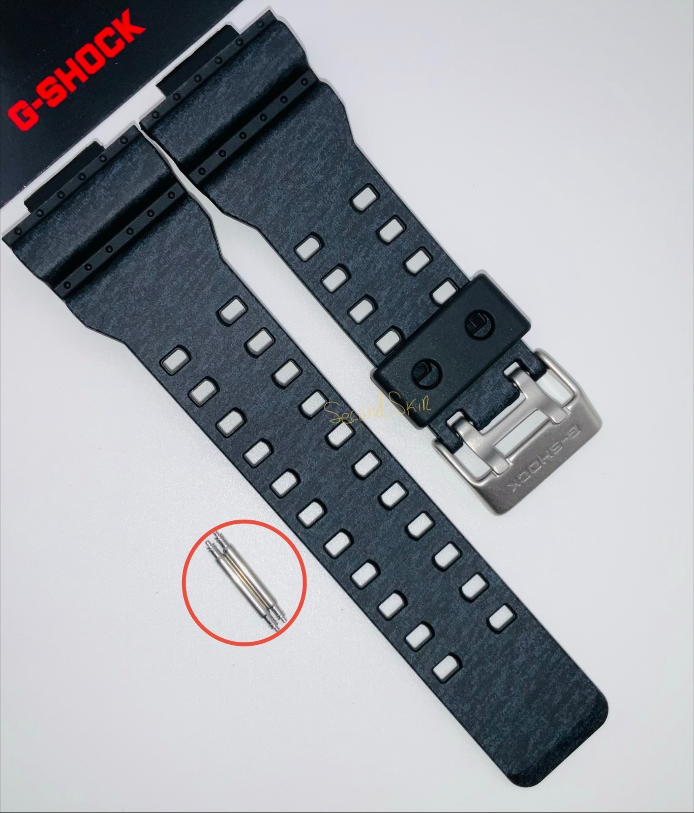 GENUINE Casio G-Shock Watch BLACK HEATHERED Strap Band GA-110HT-1A + Pins