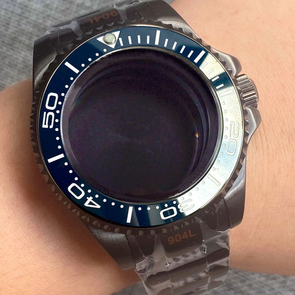 Black PVD 43mm SEA automatic Watch Case Fit 2824 2836 8215 Japan NH35 NH36 NH34