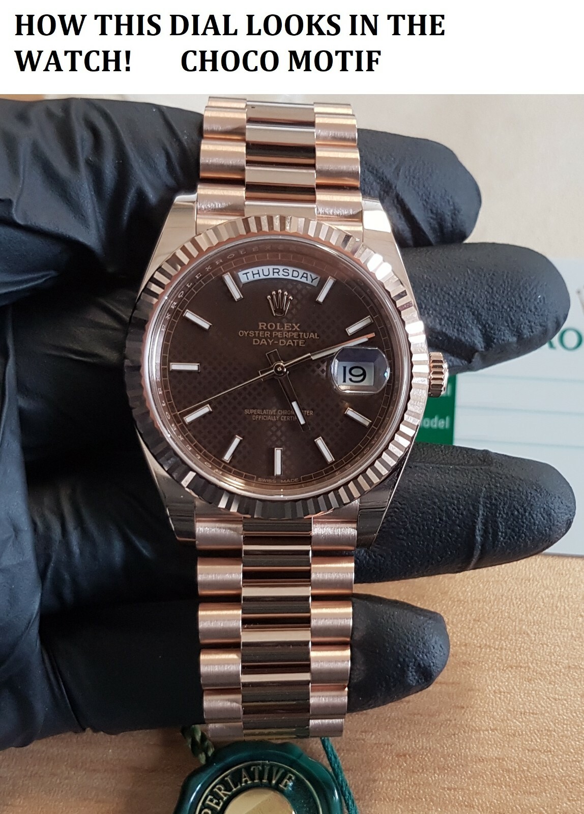 Rolex Day-Date 40 CHOCOLATE MOTIF everose gold DIAL for 228235 daydate