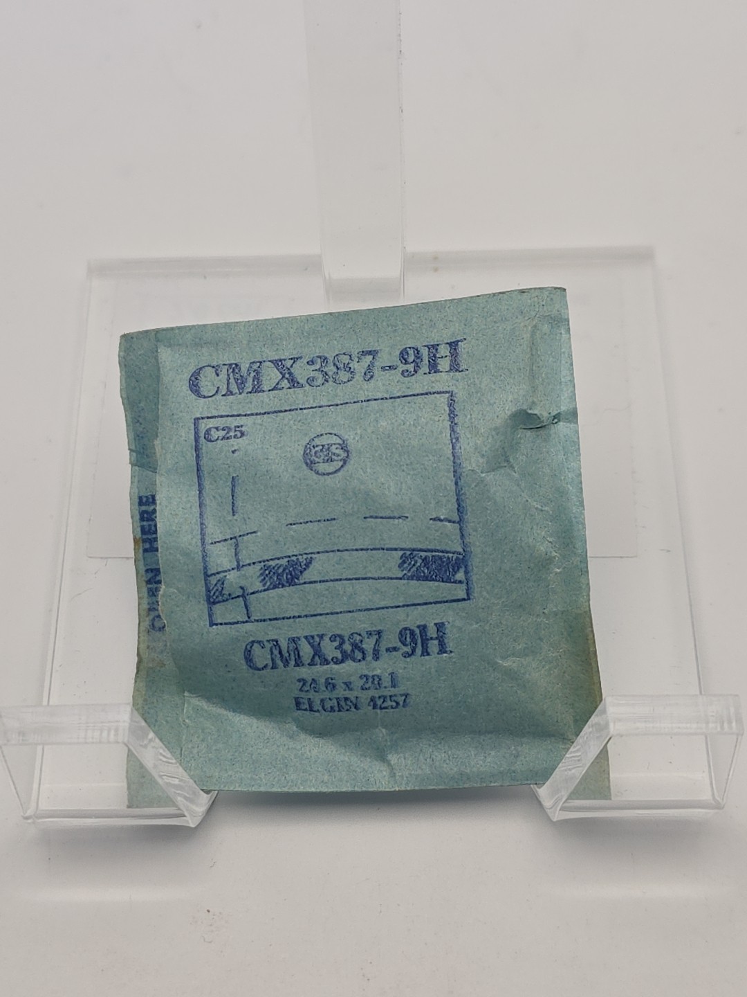 G-S Watch Crystal CMX387-9H Elgin 4257 24.6X20.1