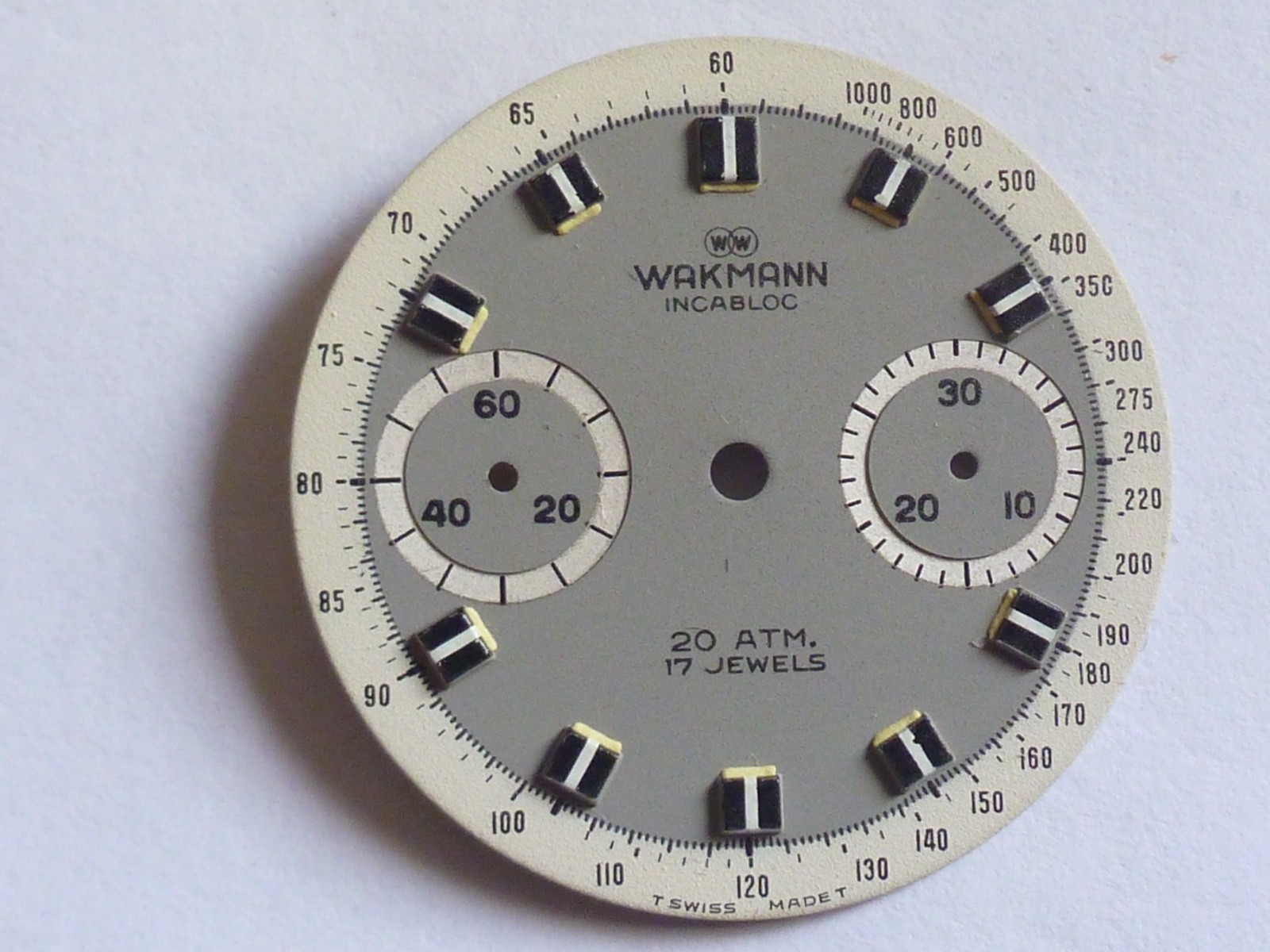 WAKMANN gray Chronograph cal.7733 Vintage dial 30,5mm perfect condition