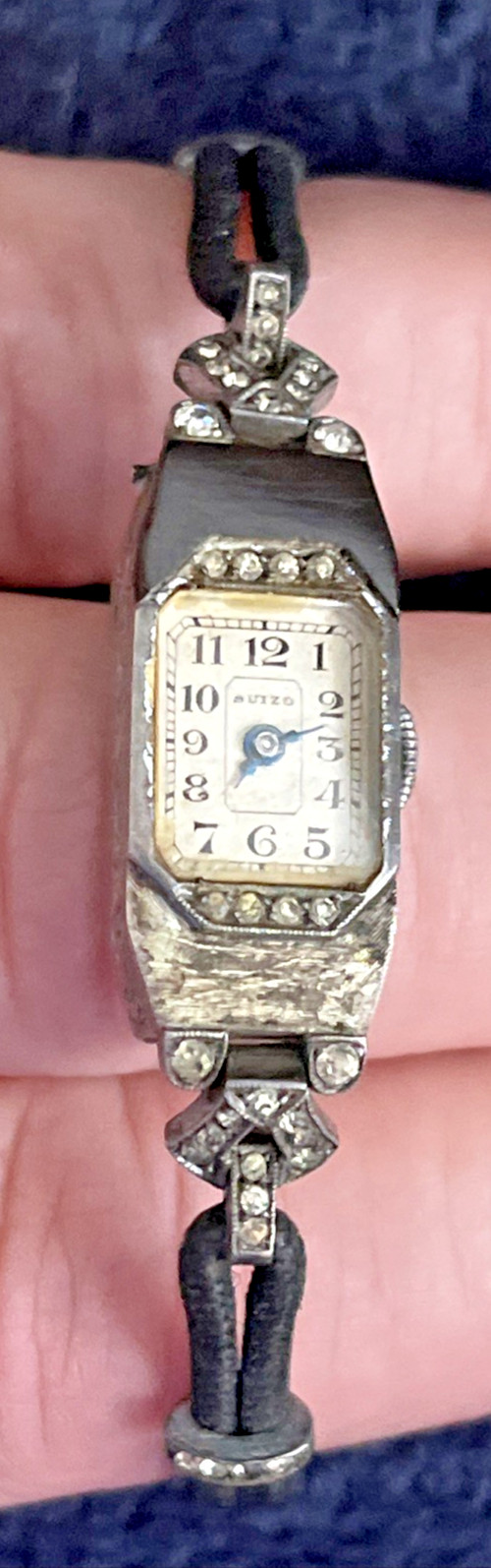 Vintage Suizo 935 Silver Hallmark Ladies Wrist Watch Art Deco 1920s Not Working