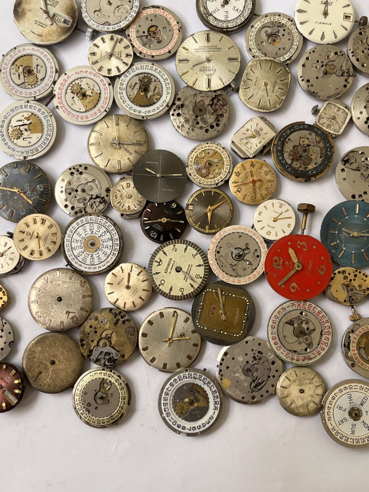 56x Swiss Watch Movements Lot AS FHF Ladies Gents Mixed Parts Repair Untested