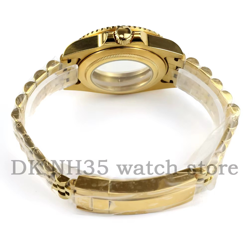 40mm NH35 Gold Stainless Steel Watch Case Jubilee Bracelet Fit SUB GMT NH34 NH35