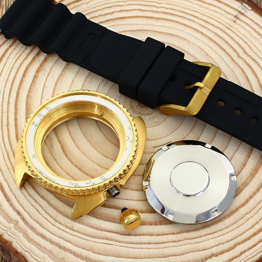 45mm Steel Golden Watch Case+Strap Modify Turtle Mod Sapphire For NH35 34 36 38
