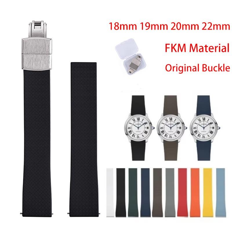 Fkm Fluoro Rubber Watch Strap Quick Release Cut to Size Buckle Band Soft 18-22mm