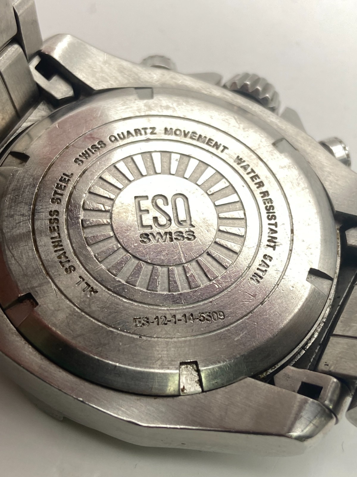 ESQ By Movado Mens ES-12-1-14-5509 Stainless Steel Watch NEW BATTERY! READ!