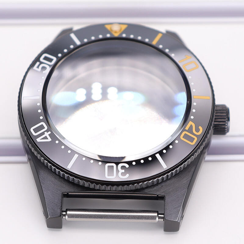 40.5mm Stainless Steel PVD Watch Case Ceramic Bezel For Seiko Nh35 Nh36Movement