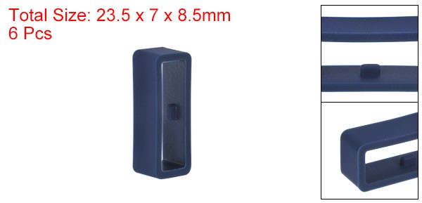 6pcs Watch Strap Loop Fastener Rings 20mm Rubber Watch Holder Keeper Navy Blue