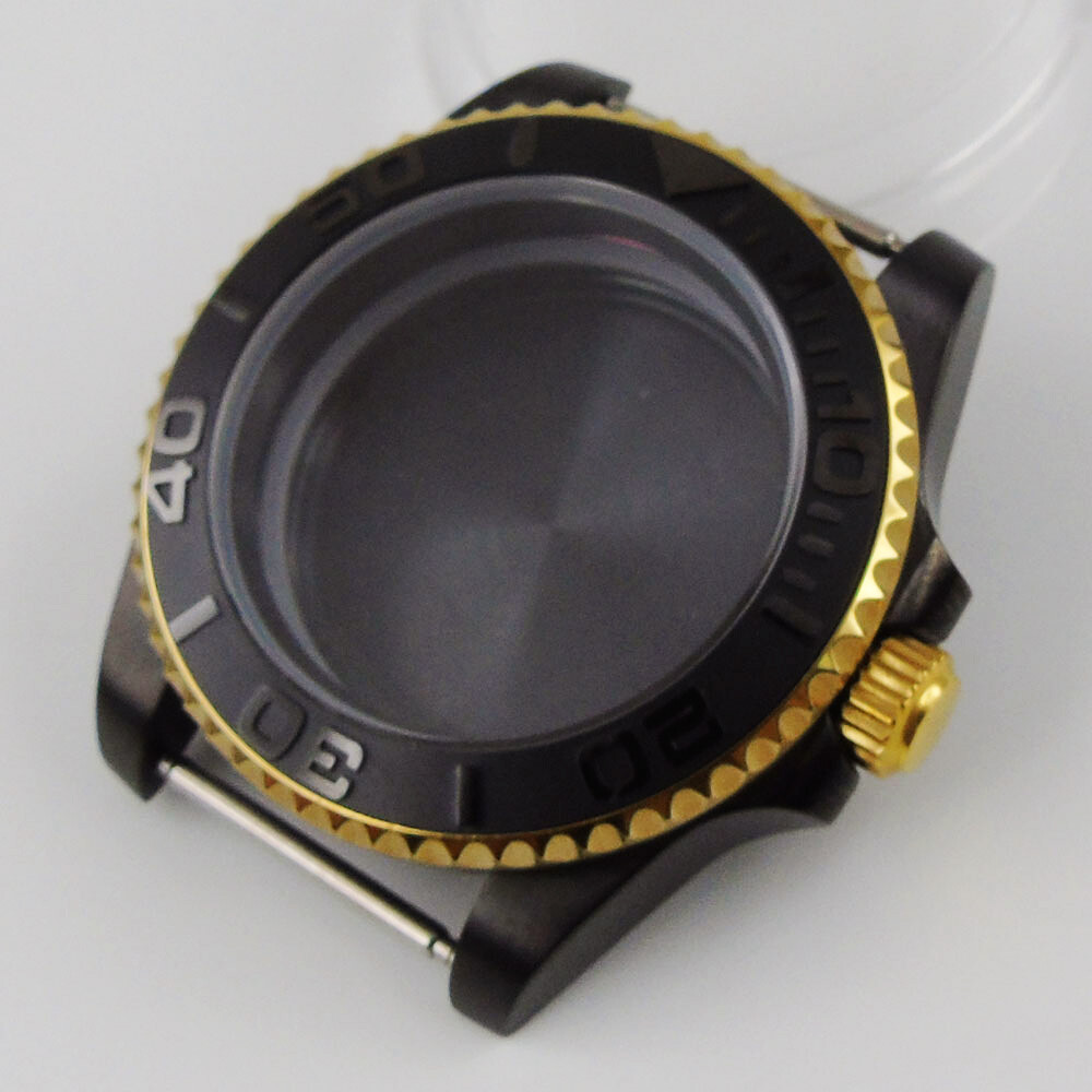 Black 40mm Sapphire PVD Watch Case Fit Miyota 8215 821A/NH35/ETA2836/DG2813 3804