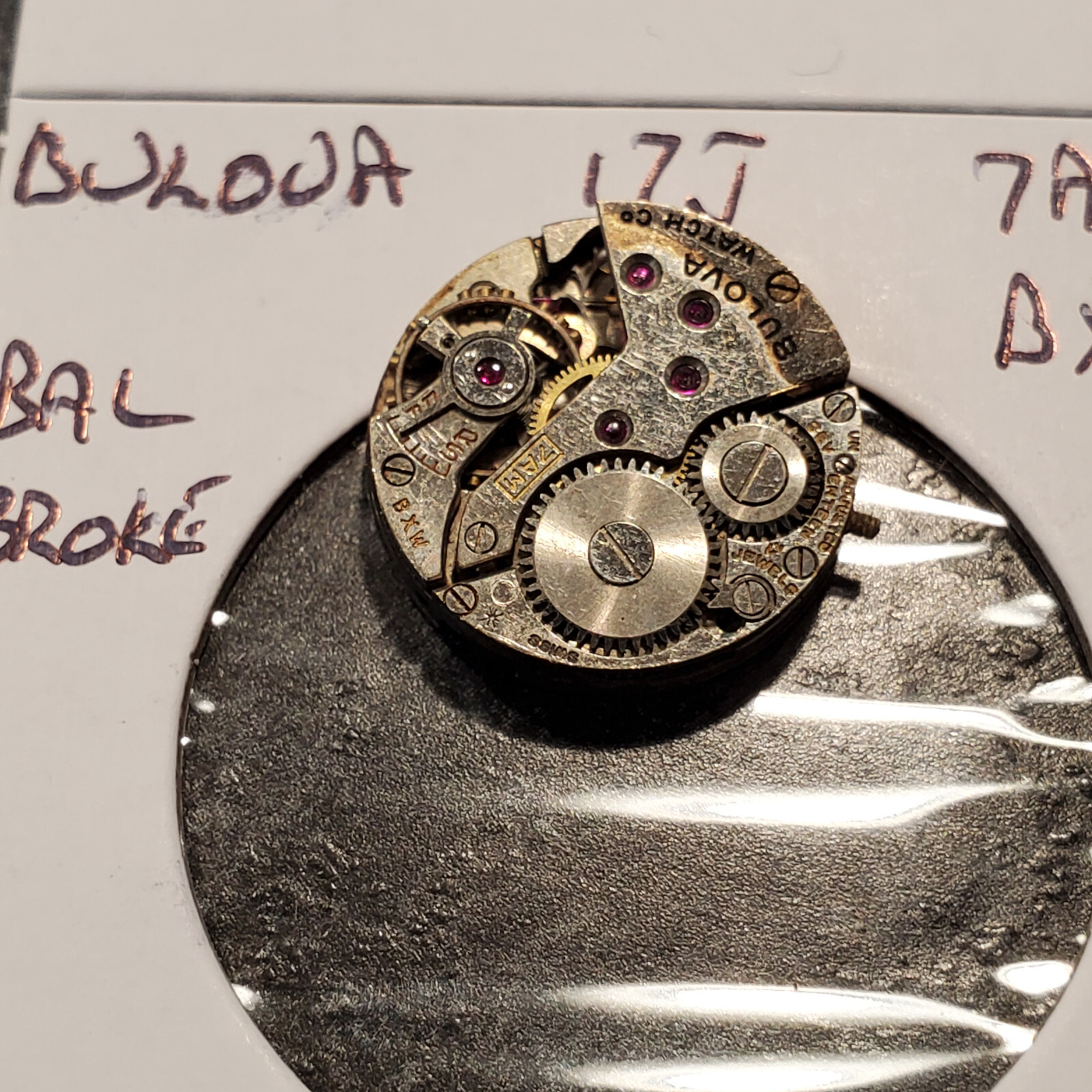 LADIES BULOVA 17J 7AM BXW WRIST WATCH MOVEMENT #1524