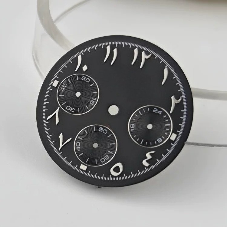 VK63 Chronograph Watch Dial Blue Multi Function Luminous Face Quartz Mod Parts