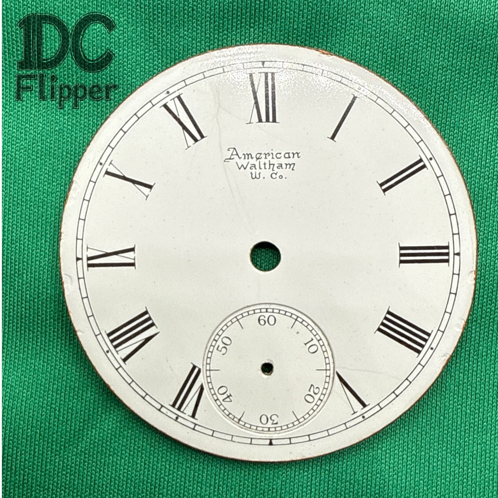 Waltham Pocket Watch Dial 18s 45.4 mm Roman Single Sunk 11.8 VTG W1 Read!