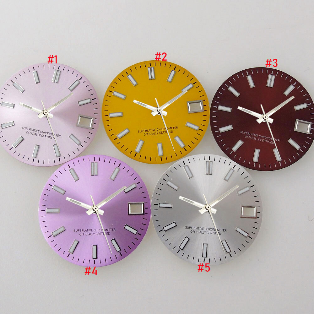 28.5mm Sterile Yellow Brown Pink Sunburst Watch Dial Fit Japan NH35 NH36