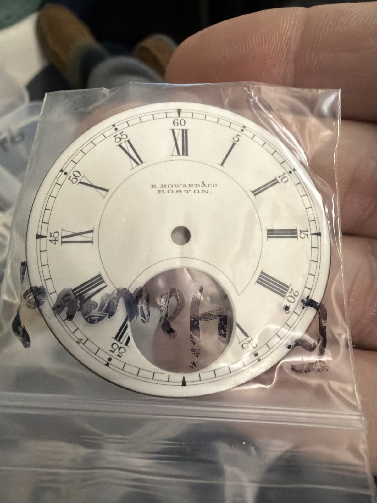 VINTAGE N SIZE E. HOWARD POCKET WATCH PORCELAIN DIAL