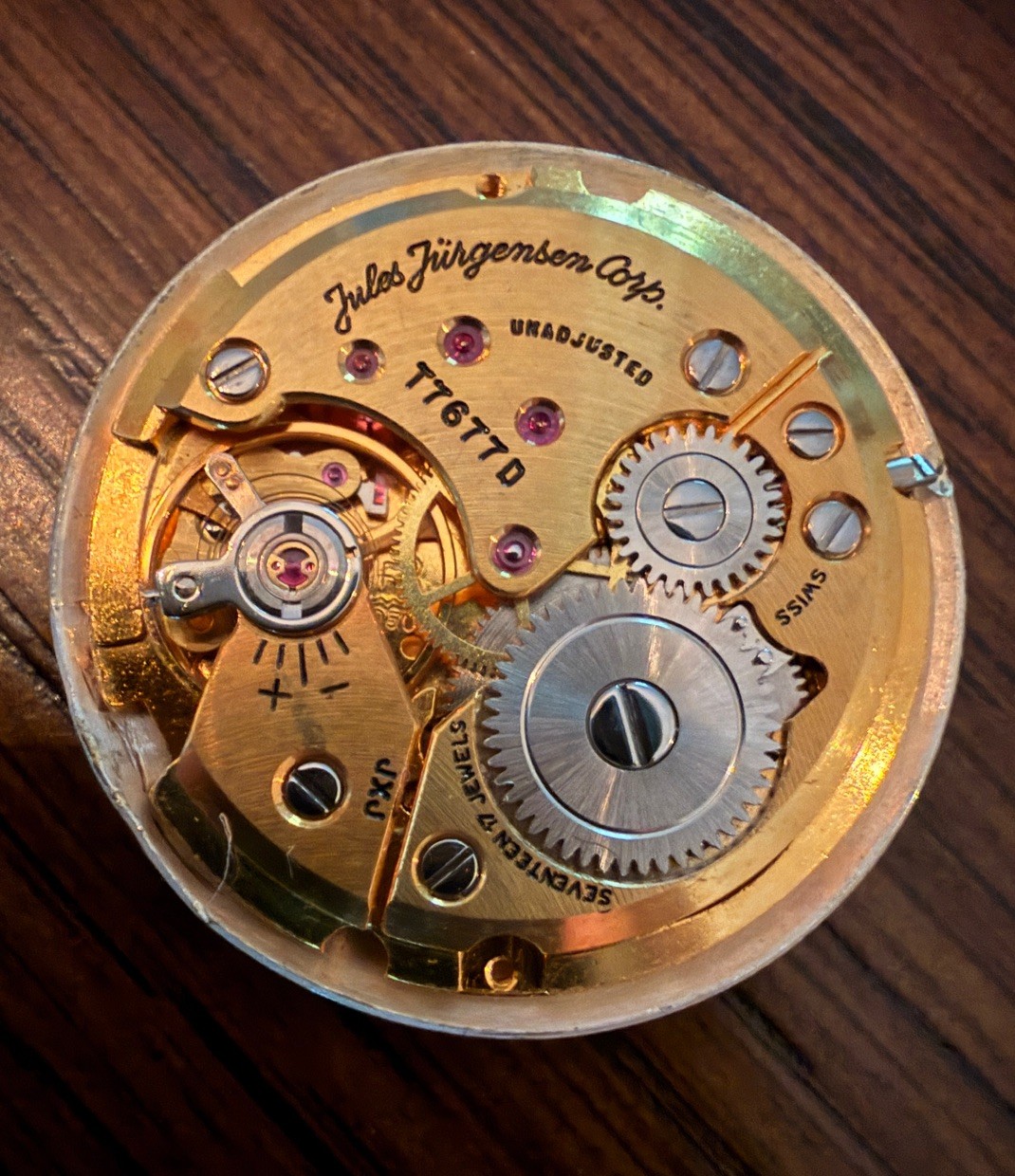 JULES JURGENSEN 17j watch movement and dial