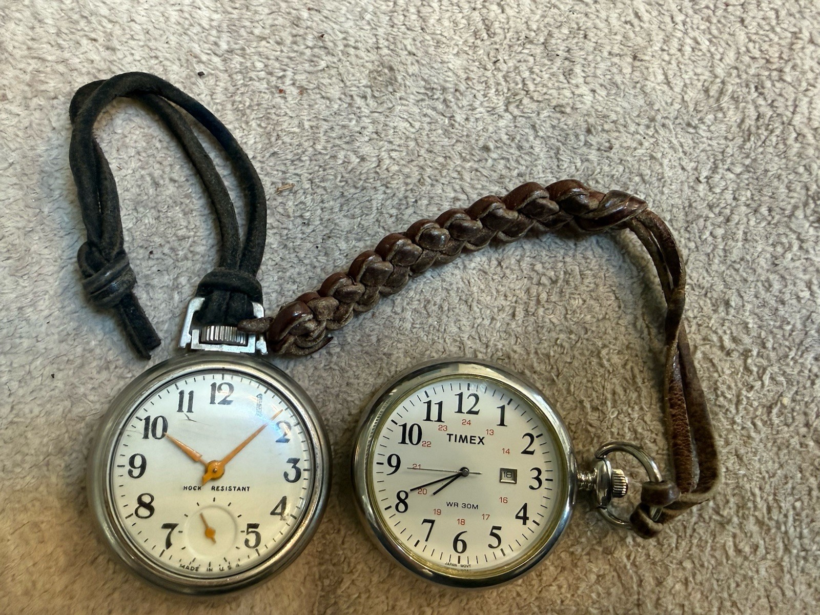 Vintage Pocketwatch Pair- Timex W Date And Westclox Both Work