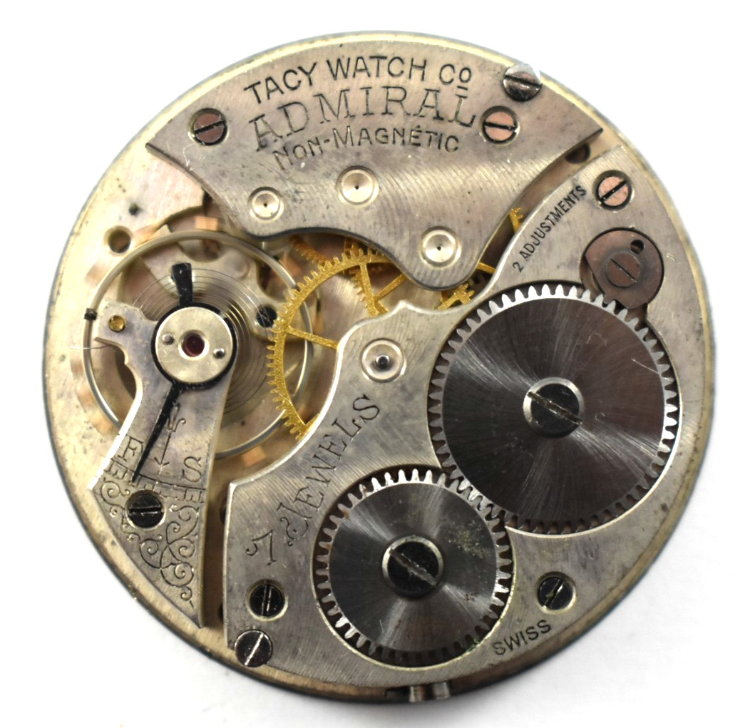 Vintage Swiss Made Admiral Tacy 7J 12s OF Pocket Watch Movement lot.wf