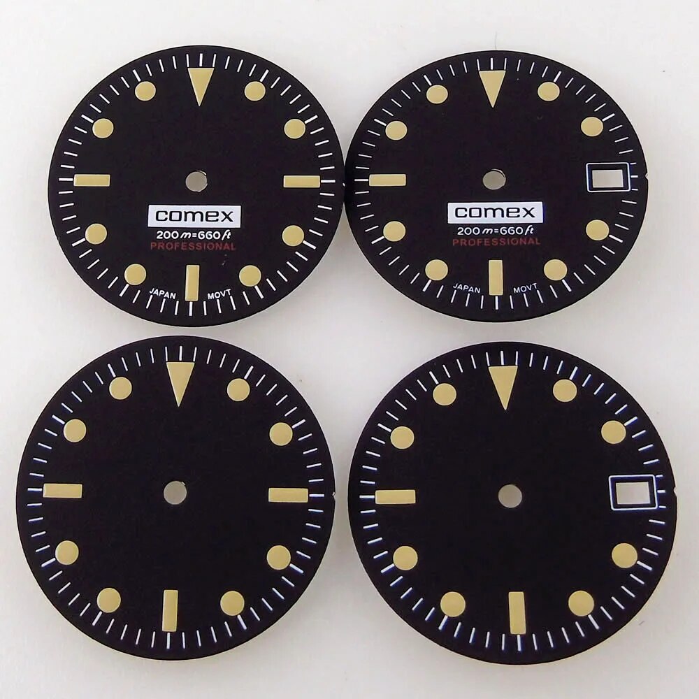 Vintage 28.5mm Black Watch Dial Fit NH35 NH36 Movement Date Window Luminous Part
